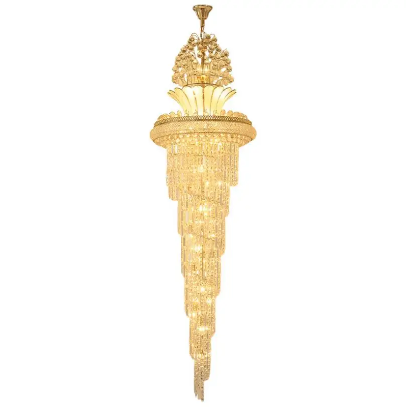 

Large Gold Imperial K9 Crystal Chandelier for Hotel Hall Living Room Staircase Hanging Pendant Lamp European Big Lighting