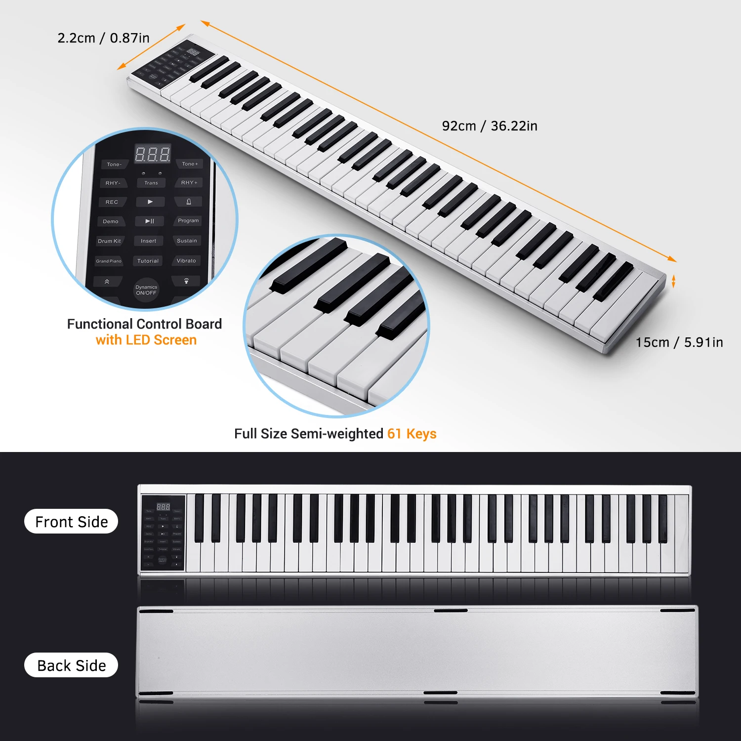 61 клавиша цифровое электронное пианино клавиатура MIDI выход 128 тонов ритмов 14 демо