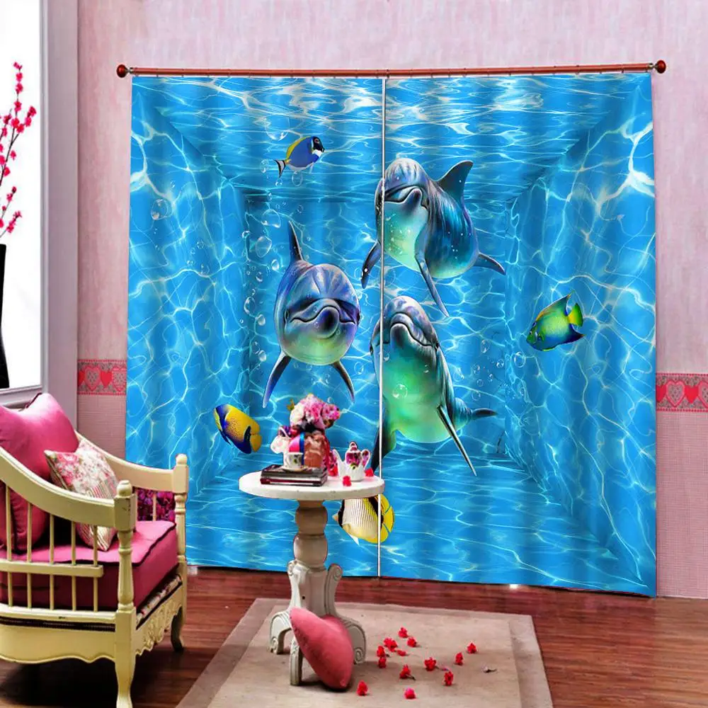 Modern Window Curtain Custom Blue Water Pattern Ocean Dolphin Curtain For Living room Blackout Children's room beautiful Curtain
Modern Window Curtain Custom Blue Water Pattern Ocean Dolphin Curtain For Living room Blackout Children's room beautiful Curtain