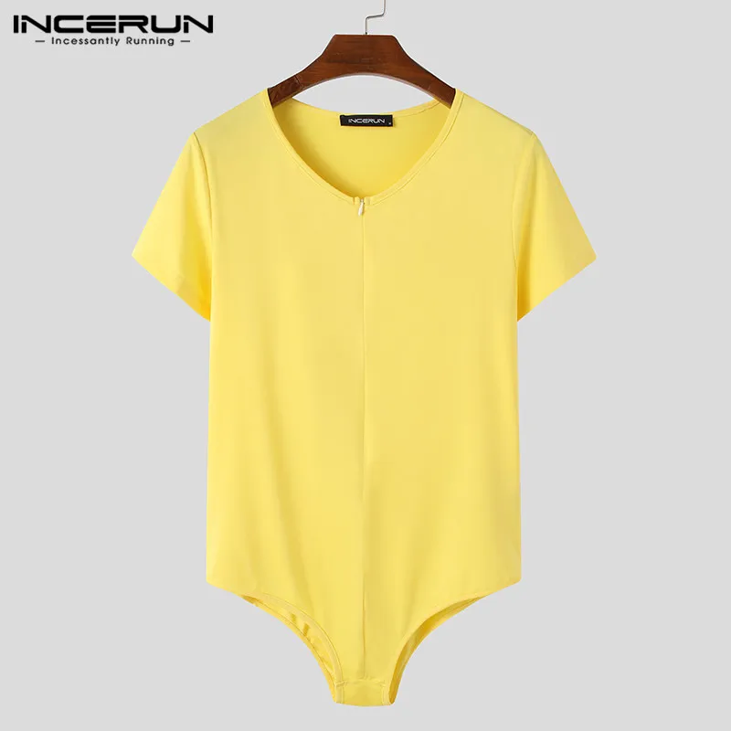 Leisure Solid Color Bodysuit Sexy Zipper Fitness Tops INCERUN Men Short Sleeve V Neck T Shirts Man Rompers Tee Streetwear S-5XL
Leisure Solid Color Bodysuit Sexy Zipper Fitness Tops INCERUN Men Short Sleeve V Neck T Shirts Man Rompers Tee Streetwear S-5XL