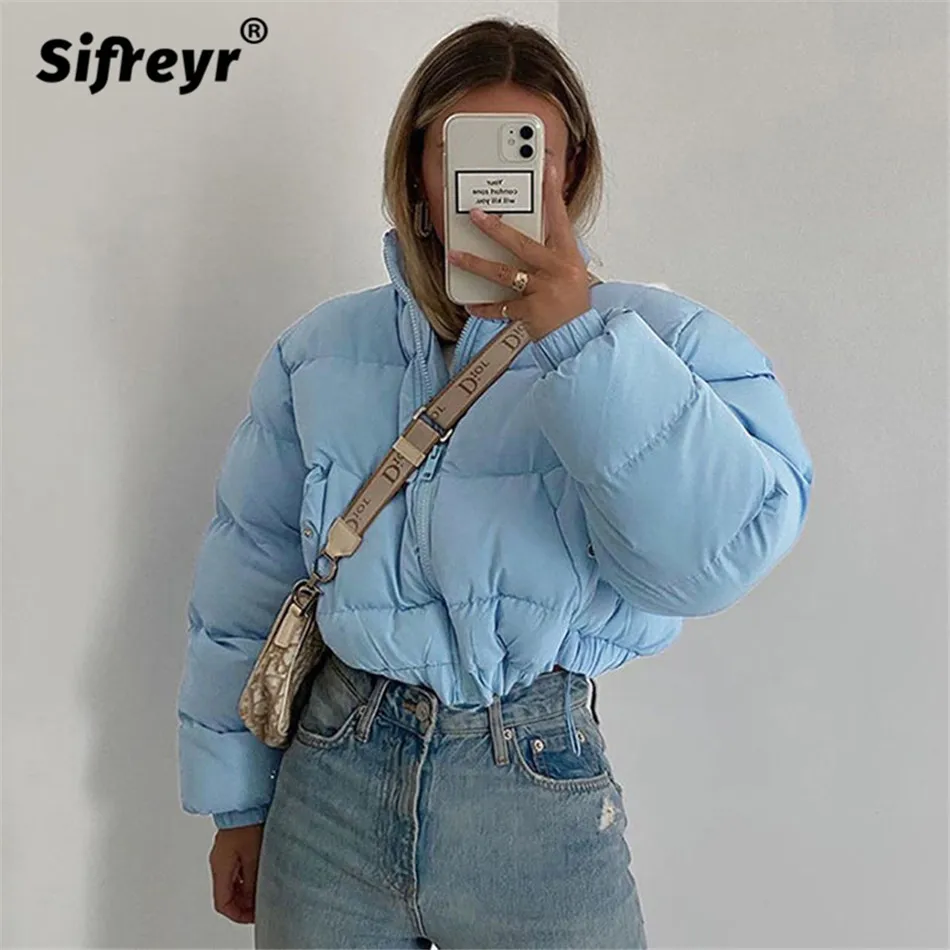 Sifreyr Winter Puffer Jacket Coat Women Thick Warm Drawstring Solid Parkas Casual Streetwear Stand Collar Cropped Outerwear 2021
Sifreyr Winter Puffer Jacket Coat Women Thick Warm Drawstring Solid Parkas Casual Streetwear Stand Collar Cropped Outerwear 2021