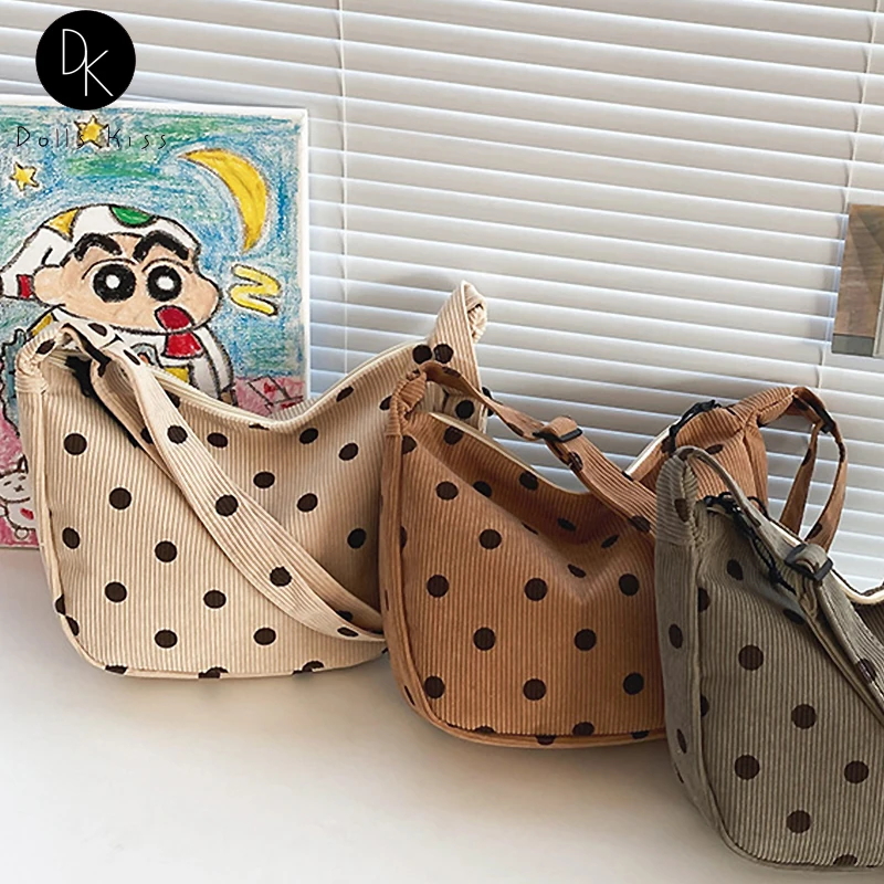 Women Corduroy Crossbody Bag Cute Polka Dot Design Ladies Shoulder Bag Japanese Shopper Bag Girls Casual Travel Bag and Handbag
Women Corduroy Crossbody Bag Cute Polka Dot Design Ladies Shoulder Bag Japanese Shopper Bag Girls Casual Travel Bag and Handbag