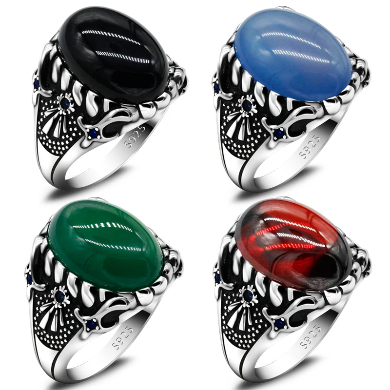Zircon Men's Personality Ring 925 Sterling Silver Natural Black Agate Stone Blue Spinel Dagger Turkish Ring Husband Jewelry Gift
Zircon Men's Personality Ring 925 Sterling Silver Natural Black Agate Stone Blue Spinel Dagger Turkish Ring Husband Jewelry Gift