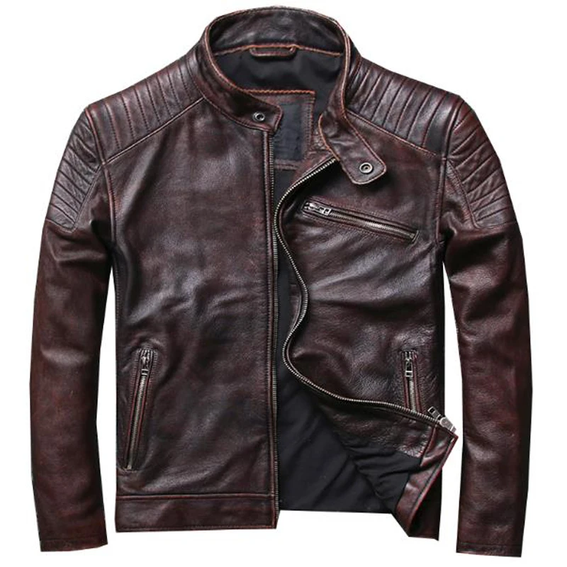 European Standard Quality Mens Cow Leather Coats Real Picture Bomber Flight Jacket XXXXL Overcoats 2020 A570 | Мужская одежда