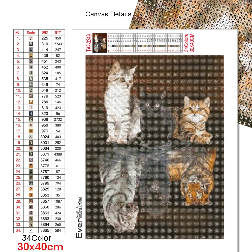 Evershine Алмазная вышивка кошки тигр мозаика животные крестиком рукоделие картина