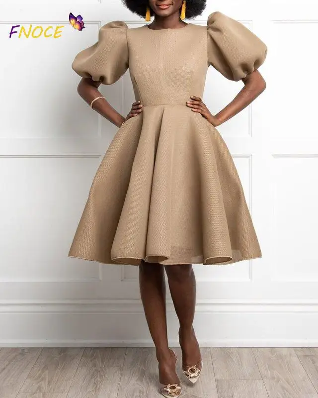 Lantern Short sleeve Pleated Midi Dress Solid Color Temperament Commuter Slim Women FNOCE Back Zipper Summer Loose Elegant Cute
Lantern Short sleeve Pleated Midi Dress Solid Color Temperament Commuter Slim Women FNOCE Back Zipper Summer Loose Elegant Cute