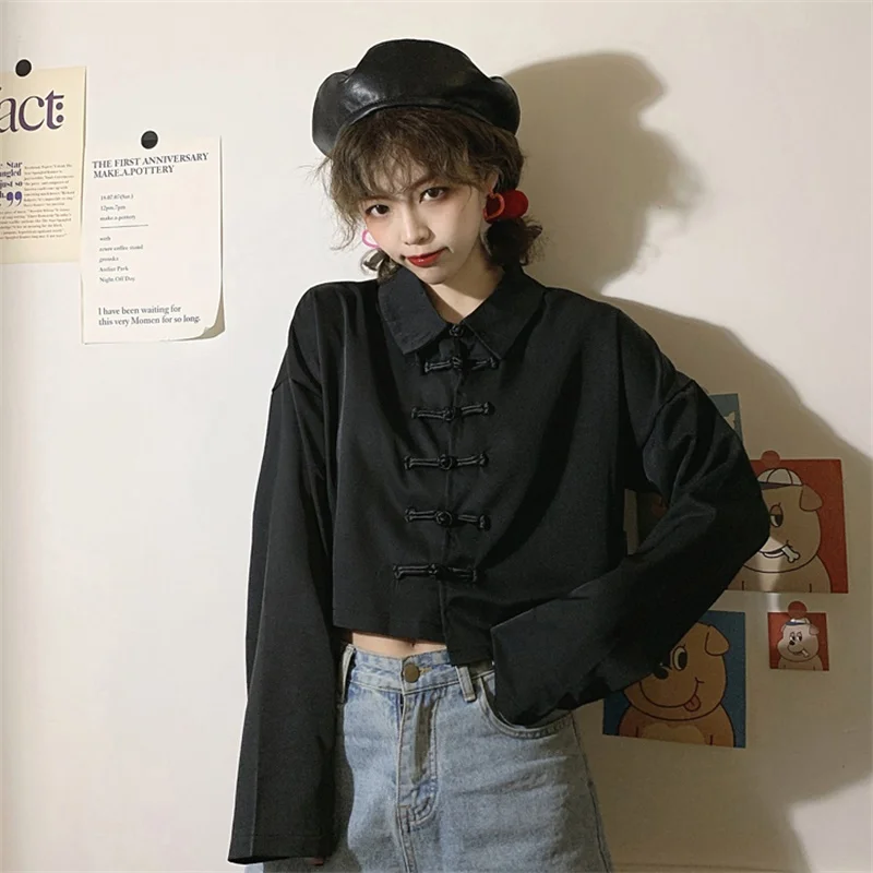 Sweet Chinese Style Autumn Kawaii Vintage Chinese Knot Full Sleeve Harajuku Buckle Shirt Women Basis Solid Color Blouse Shirt
Sweet Chinese Style Autumn Kawaii Vintage Chinese Knot Full Sleeve Harajuku Buckle Shirt Women Basis Solid Color Blouse Shirt