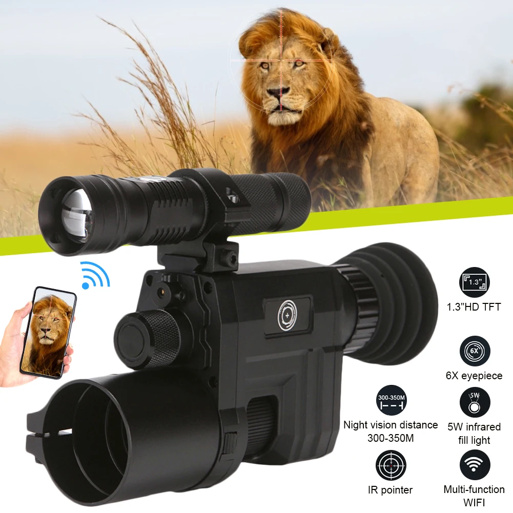 Infrared Night Vison Monocular with 1.3" TFT Display HD Photo Video Digital Scope with Flashlight Laser for Hunting Surveillance
Infrared Night Vison Monocular with 1.3" TFT Display HD Photo Video Digital Scope with Flashlight Laser for Hunting Surveillance