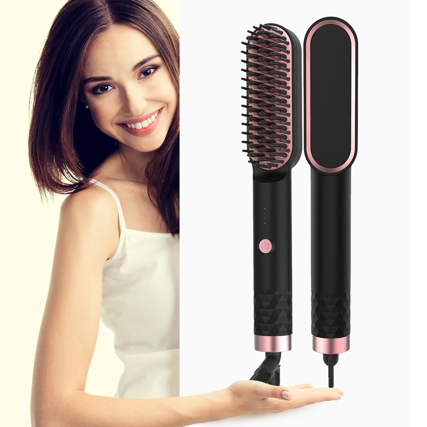 Electric Hair Straightener Brush Professional Curling Iron Brush Ceramic Men Beard Hair Hot Comb Fast Heating Salon Style Tool 
Electric Hair Straightener Brush Professional Curling Iron Brush Ceramic Men Beard Hair Hot Comb Fast Heating Salon Style Tool