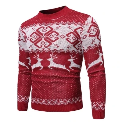 

Забавный Рождественский свитер, Мужские осенне-зимние Рождественские свитера с принтом снежного оленя, Прямая поставка