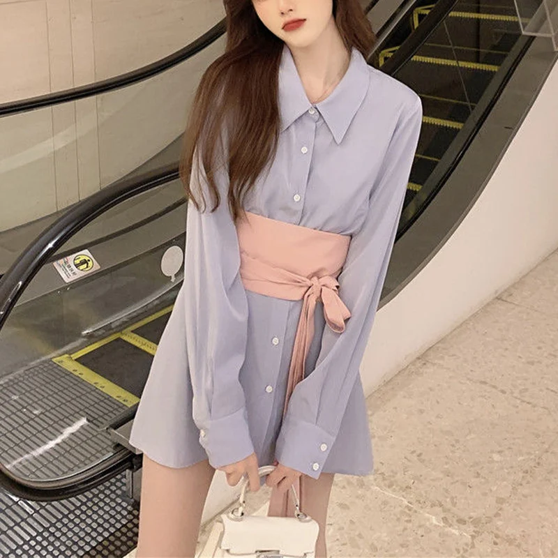 Ete 2021 Long Sleeve Shirt Dress Woman Urbano Girdle Korean Fashion Kpop Clothes Beach Mini Spring Summer Blouses Femme 
Ete 2021 Long Sleeve Shirt Dress Woman Urbano Girdle Korean Fashion Kpop Clothes Beach Mini Spring Summer Blouses Femme