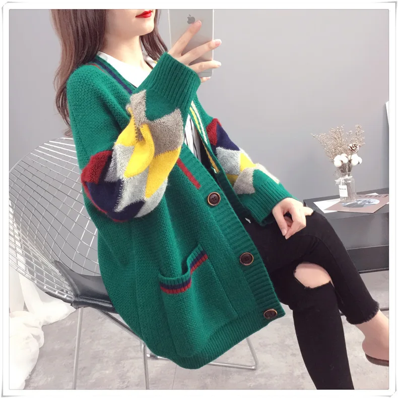 Autumn new women's 2021 lazy knit cardigan mid-length V-neck loose ladies sweater coat
Autumn new women's 2021 lazy knit cardigan mid-length V-neck loose ladies sweater coat