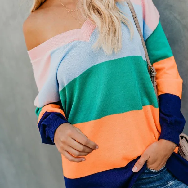 Geometric Stripes Contrasting Color Sexy Backless T-shirt off-Shoulder Autumn Top Sweatshirts (High Top Quality)Up to 50%OFF
Geometric Stripes Contrasting Color Sexy Backless T-shirt off-Shoulder Autumn Top Sweatshirts (High Top Quality)Up to 50%OFF