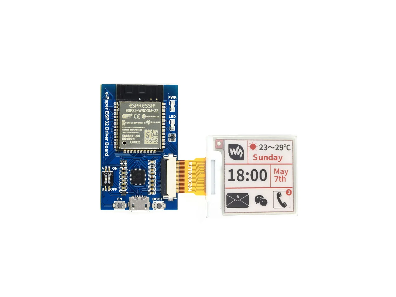 Universal e-Paper ESP32 Driver Board for Waveshare SPI e-Paper raw panels WiFi / Bluetooth Wireless compatible for Arduino
Universal e-Paper ESP32 Driver Board for Waveshare SPI e-Paper raw panels WiFi / Bluetooth Wireless compatible for Arduino