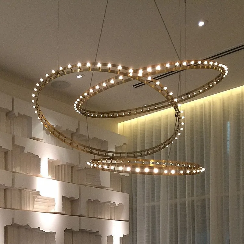 Modern Simple Stainless Steel Ring DIY Chandelier LED Living Room Lobby Warm Light 60cm80cm100cm Gold Indoor Pendant Lamp
Modern Simple Stainless Steel Ring DIY Chandelier LED Living Room Lobby Warm Light 60cm80cm100cm Gold Indoor Pendant Lamp