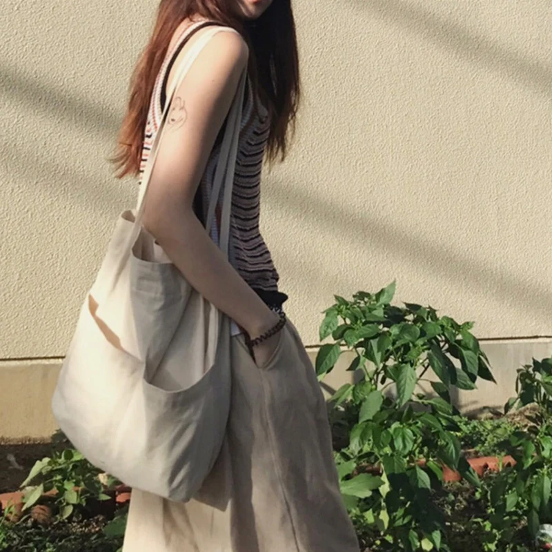 Women Big Canvas Shopping Bag Reusable Soild Extra Large Tote Grocery Bag Eco Environmental Shopper Shoulder Bags For Young Girl 
Women Big Canvas Shopping Bag Reusable Soild Extra Large Tote Grocery Bag Eco Environmental Shopper Shoulder Bags For Young Girl