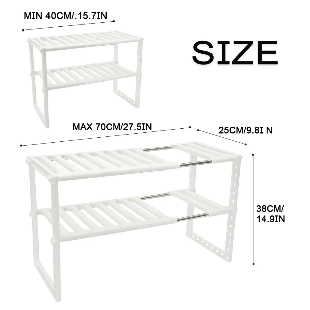 Holder Kitchen Shelf Organiser Floor Type Adjustable Extendable Double Layer Dishes Storage Rack Under Sink Multifunction Shelf
Holder Kitchen Shelf Organiser Floor Type Adjustable Extendable Double Layer Dishes Storage Rack Under Sink Multifunction Shelf