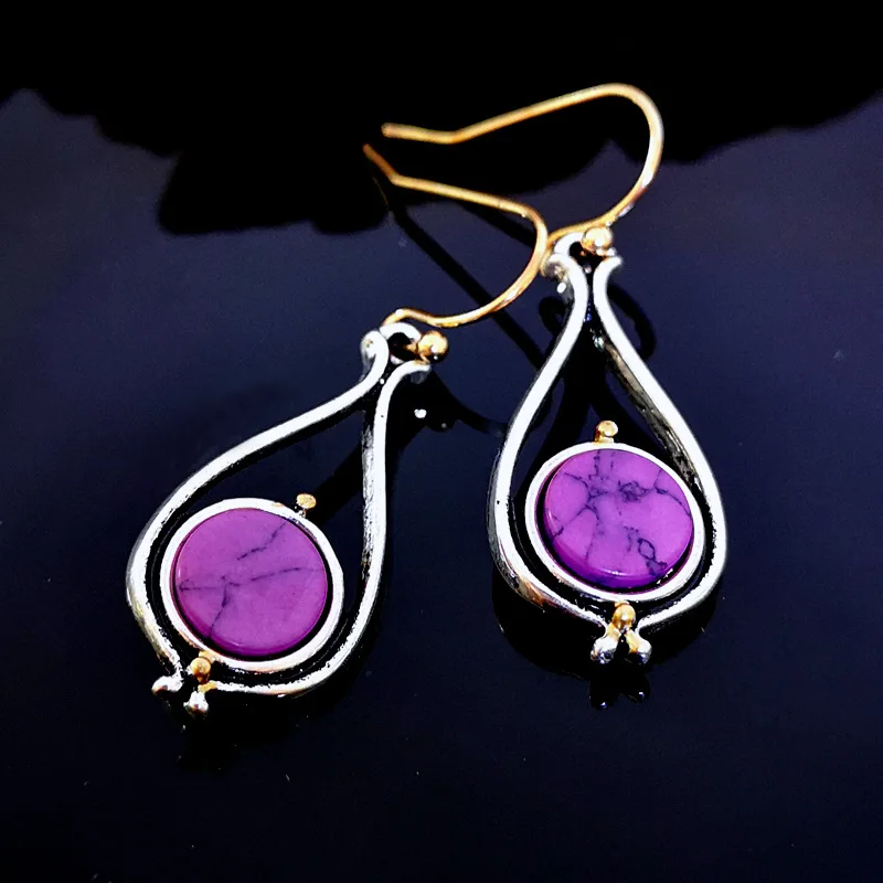 Vintage Dangle Earrings for Women Purple Resin Stone Thai Silver Color Water Drop Shape Drop Earring Jewelry pendientes A4D317
Vintage Dangle Earrings for Women Purple Resin Stone Thai Silver Color Water Drop Shape Drop Earring Jewelry pendientes A4D317