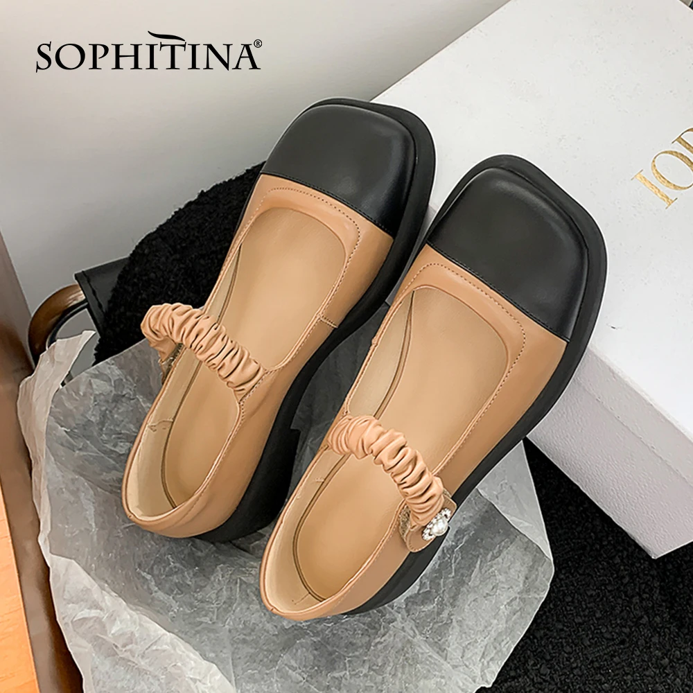 Туфли SOPHITINA зрелые Мэри Джейн с круглым носком смешанных цветов плиссированные Украшенные жемчугом повседневные офисные женские туфли на л... 
Туфли SOPHITINA зрелые Мэри Джейн с круглым носком смешанных цветов плиссированные Украшенные жемчугом повседневные офисные женские туфли на л...