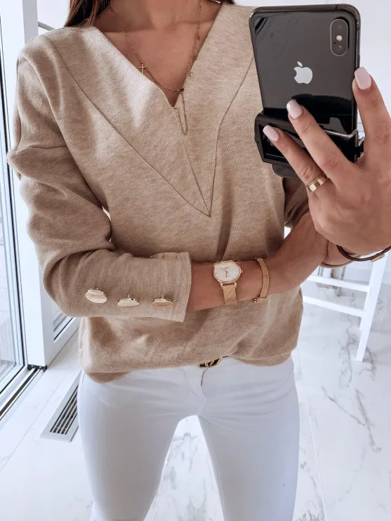 New fashion Sexy Women Solid Color Sweaters Chain Decor V-Neck Long Sleeve Spring Autumn
New fashion Sexy Women Solid Color Sweaters Chain Decor V-Neck Long Sleeve Spring Autumn