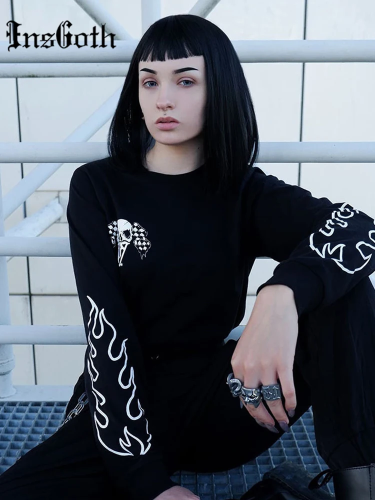InsGoth Grunge Skull Print Black Sweatshirt Y2K Gothic O Neck Long Sleeve Women Hoodies Harajuku Autumn Punk Streetwear Tops
InsGoth Grunge Skull Print Black Sweatshirt Y2K Gothic O Neck Long Sleeve Women Hoodies Harajuku Autumn Punk Streetwear Tops