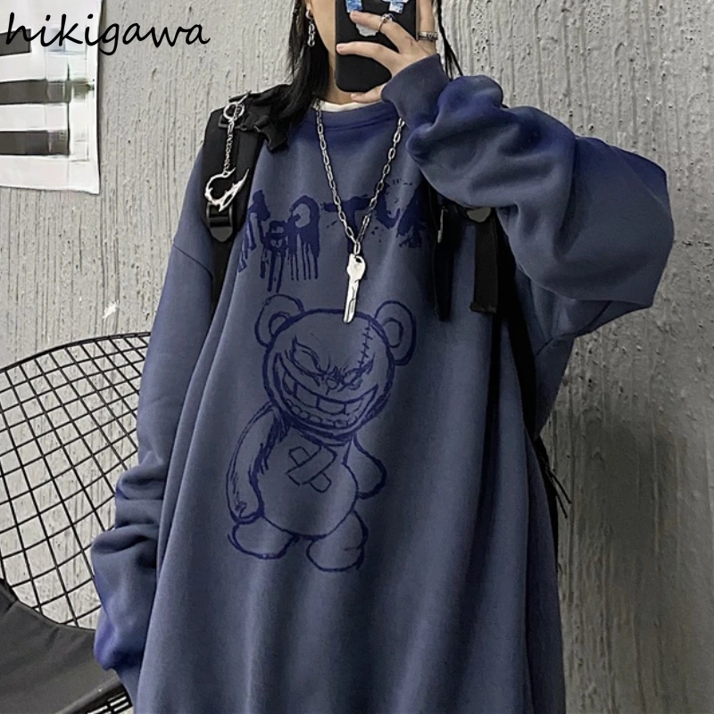 Hikigawa 2021 Japanese Women's Sweatshirts Cartoon Print Gothic Oversized Hoodies Long Sleeve Tops for Female Harajuku Pullovers 
Hikigawa 2021 Japanese Women's Sweatshirts Cartoon Print Gothic Oversized Hoodies Long Sleeve Tops for Female Harajuku Pullovers