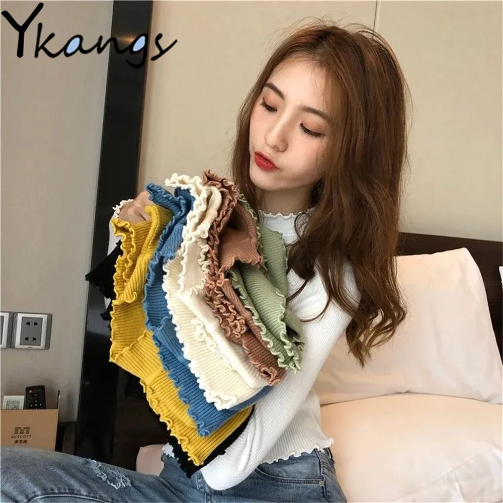 Lace Half Turtleneck Knitted Tops Korean Autumn Winter Elegant Casual Women'S Bottomed Sweaters Solid Slim All-Match Pullovers
Lace Half Turtleneck Knitted Tops Korean Autumn Winter Elegant Casual Women'S Bottomed Sweaters Solid Slim All-Match Pullovers