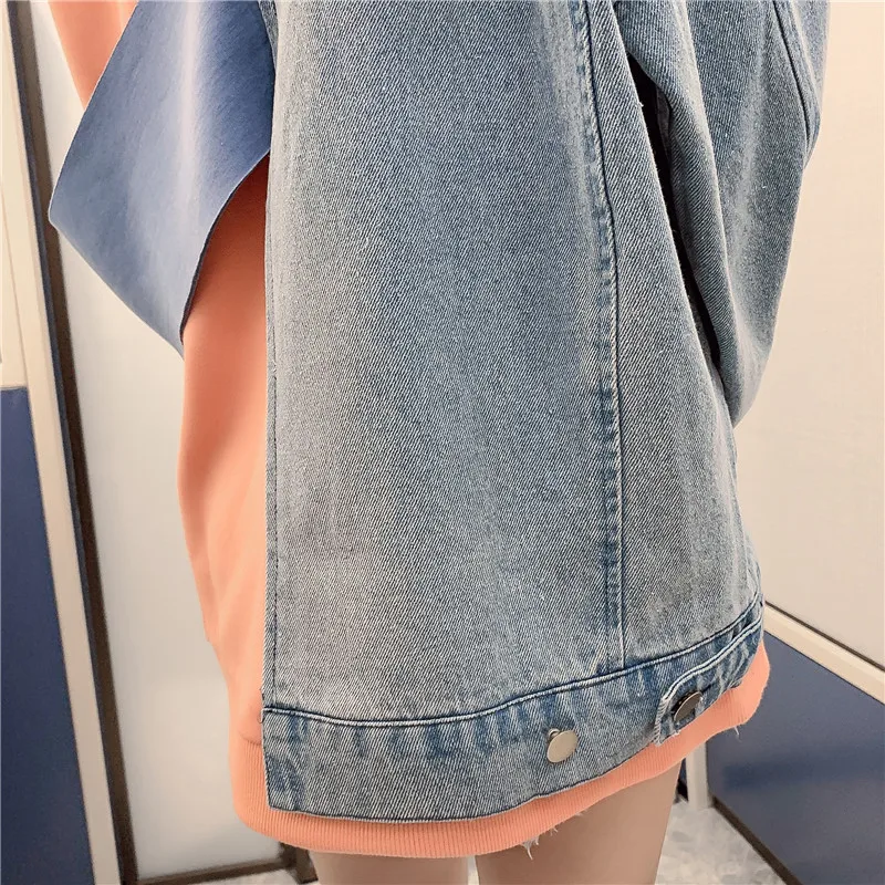 Fashion Chic Style Women Patchwork Denim Sweatshirts Female Fake Two Pieces Sweatshirts Woman Patchwork Pullovers Autumn 
Fashion Chic Style Women Patchwork Denim Sweatshirts Female Fake Two Pieces Sweatshirts Woman Patchwork Pullovers Autumn