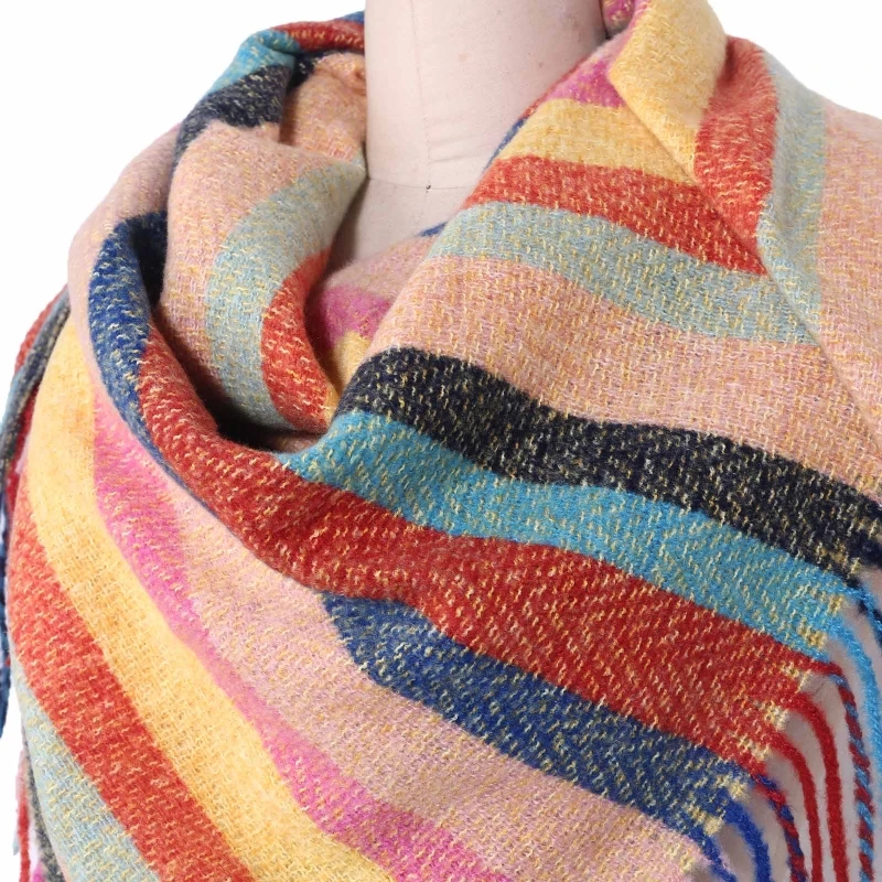 Polyester Long Tassels Large Scarf Rainbow Colorful Striped Square Shawl Wrap 85WB
Polyester Long Tassels Large Scarf Rainbow Colorful Striped Square Shawl Wrap 85WB