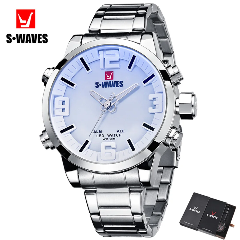 SWAVES Army Wrist Watch Men Analog Digital Water Resistant Reloj Hombre Alarm Clock Stainless Steel Clock Mens Watches With Box
SWAVES Army Wrist Watch Men Analog Digital Water Resistant Reloj Hombre Alarm Clock Stainless Steel Clock Mens Watches With Box
