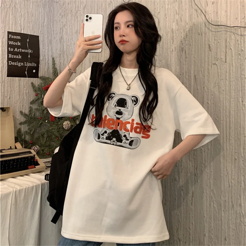 Fashion Brand American Bear Short Sleeve T-shirt Women's Loose Korean Style Ins Harajuku Style Hiphop European and American
Fashion Brand American Bear Short Sleeve T-shirt Women's Loose Korean Style Ins Harajuku Style Hiphop European and American
