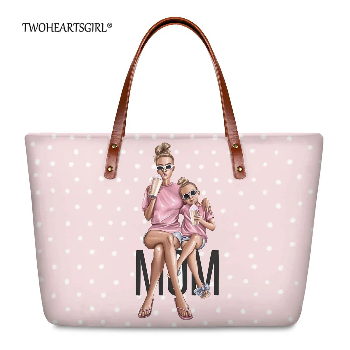 Женская дорожная сумка twoheart sgirl розовая прочная в горошек с принтом супер Мама