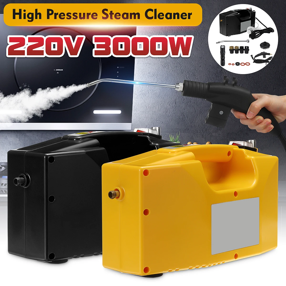 220V 3000W Professional Steam Cleaner Handheld Steam Generator High Pressure Cleaning Machine for Household Kitchen
220V 3000W Professional Steam Cleaner Handheld Steam Generator High Pressure Cleaning Machine for Household Kitchen