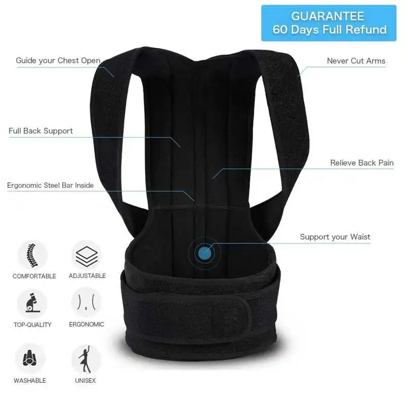 Posture Corrector Adjustable Back Support Correction Belt Spine Shoulder Support Hunchback Orthotics Health Postural Fixer Tape 
Posture Corrector Adjustable Back Support Correction Belt Spine Shoulder Support Hunchback Orthotics Health Postural Fixer Tape