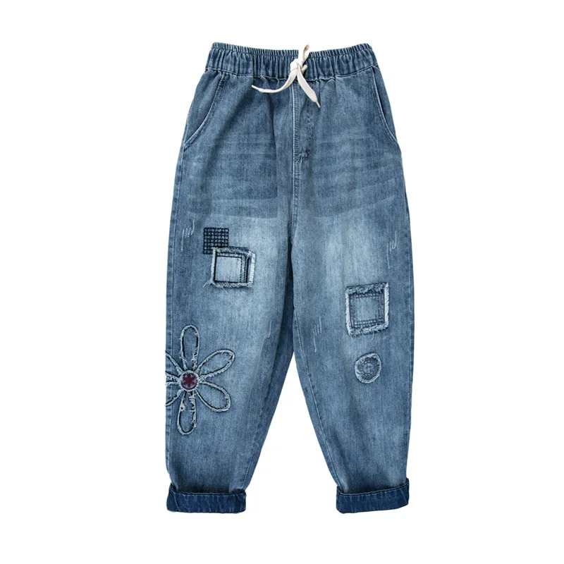 9261 Women Fashion Elastic Waist Vintage Patchwork Floral Embroidery Ankle Length Harem Denim Pants Female Casual Loose Jeans
9261 Women Fashion Elastic Waist Vintage Patchwork Floral Embroidery Ankle Length Harem Denim Pants Female Casual Loose Jeans