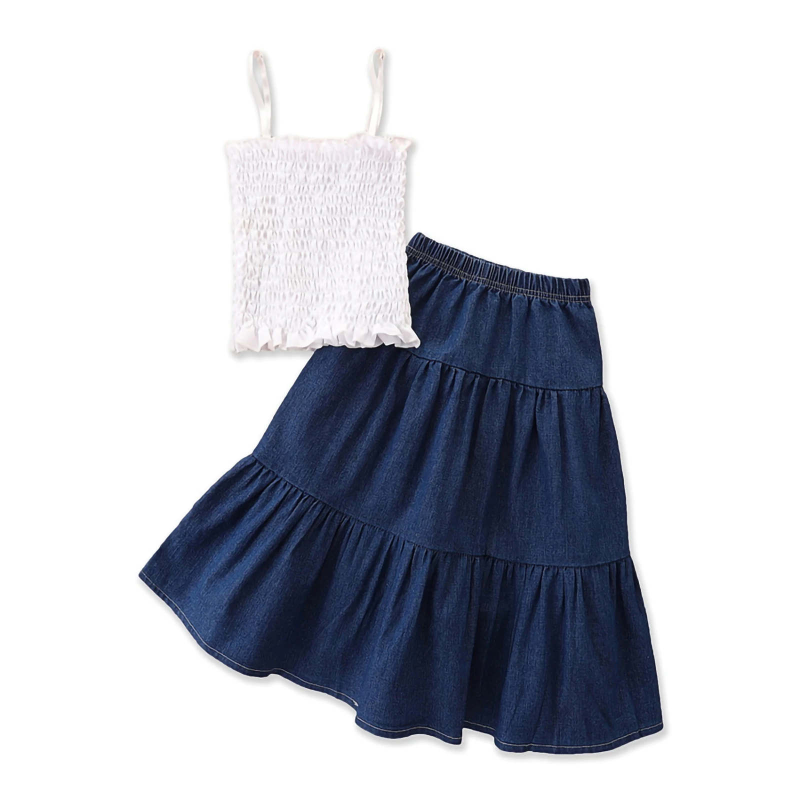 детская одежда Girls Summer Outfit Set Sleeveless Sling Top With Denim Skirt одежда для девочек комплекты одежды
детская одежда Girls Summer Outfit Set Sleeveless Sling Top With Denim Skirt одежда для девочек комплекты одежды