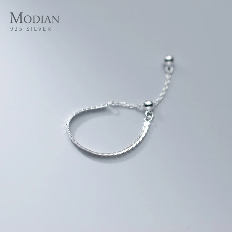 

Modian Minimalism 925 Sterling Silver Simple Snake Chain Free Size Finger Ring Fashion Charm Fine Jewelry For Women Gifts Anel