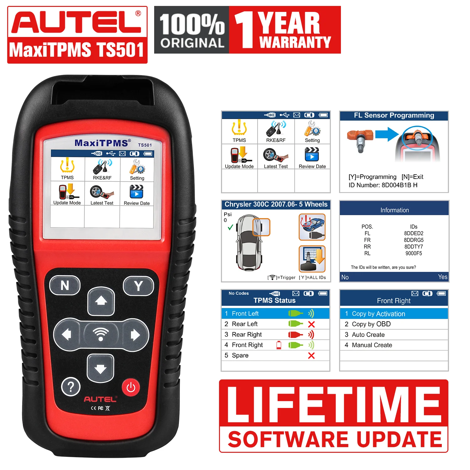 Autel MaxiTPMS TS501 OBD2 автомобильный диагностический датчик давления в шинах и