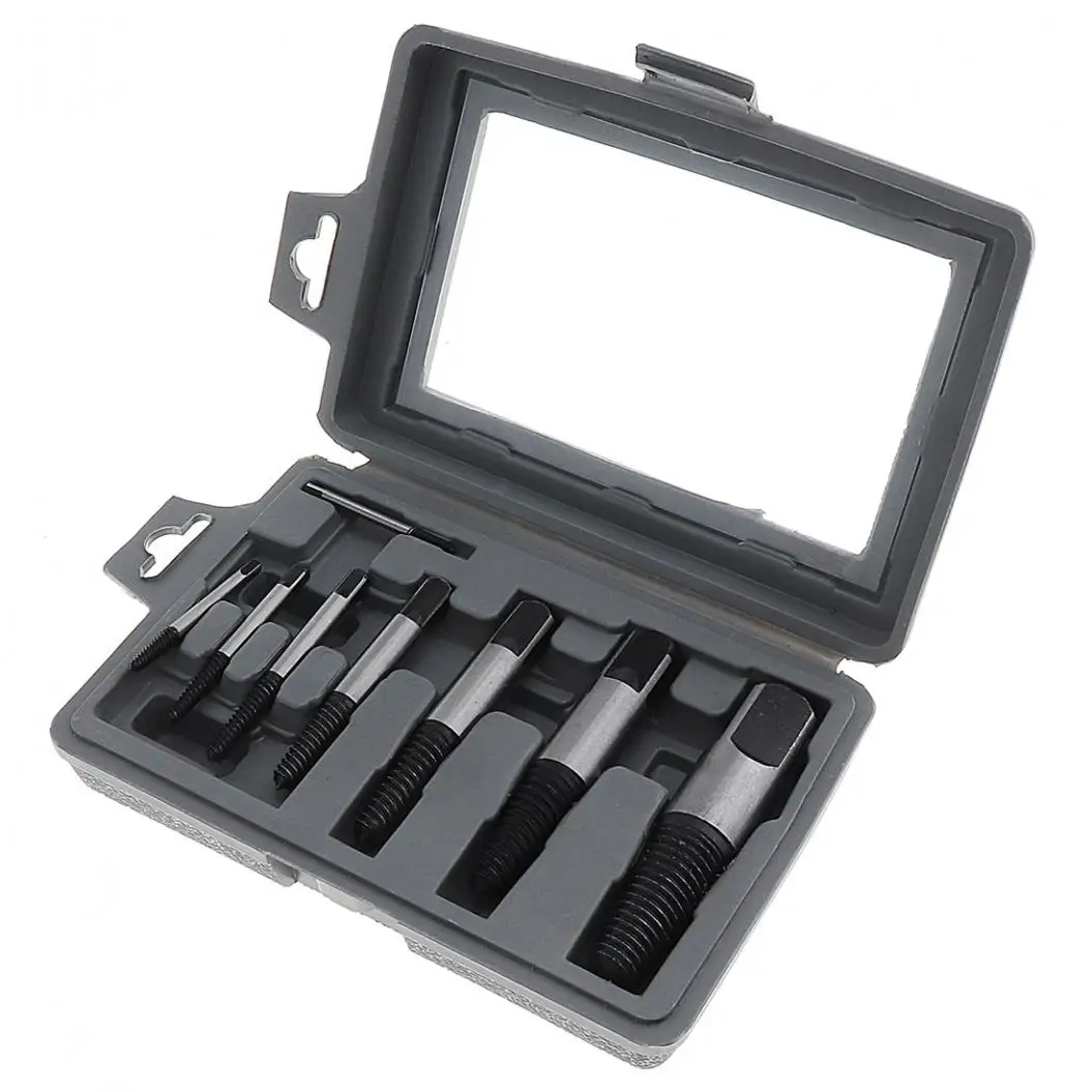 8pcs Screw Extractor Easy Out Set Drill Bits Guide Broken Damaged Bolt Remover with Carbon Steel for Removing Tools
8pcs Screw Extractor Easy Out Set Drill Bits Guide Broken Damaged Bolt Remover with Carbon Steel for Removing Tools