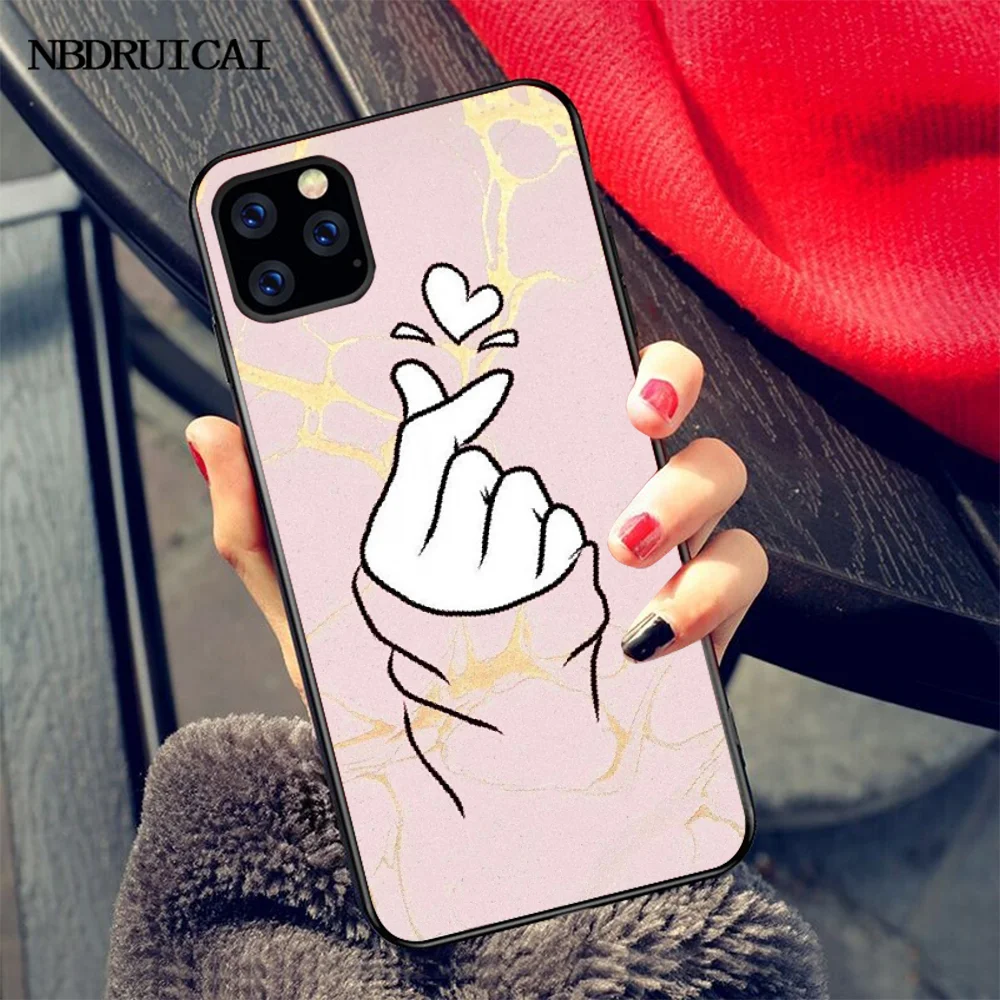 NBDRUICAI Love on the finger kpop heart DIY Роскошный чехол для телефона iPhone 11 pro XS MAX 8 7 6 6S Plus X 5S SE XR