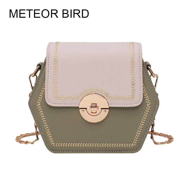 Женская сумка через плечо Meteor bird маленькая зеленая мессенджер из шестигранной