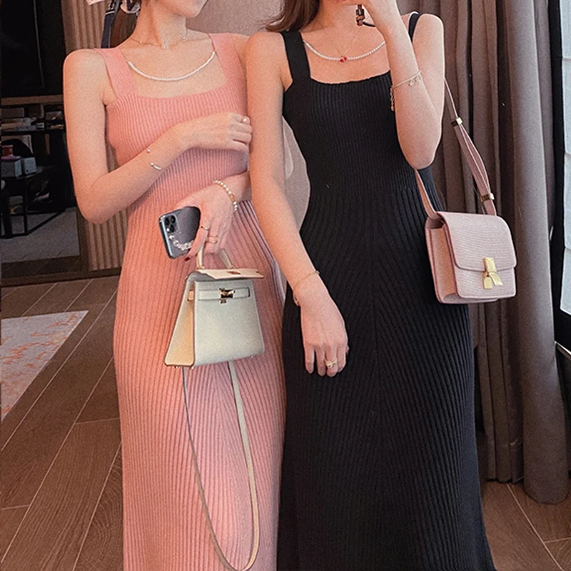 Limiguyue Autumn Women Ribbed Knitted Dress Square Neck Spaghetti Strap Dresses Sleeveless Casual Slim Party Midi Dress K2682 
Limiguyue Autumn Women Ribbed Knitted Dress Square Neck Spaghetti Strap Dresses Sleeveless Casual Slim Party Midi Dress K2682