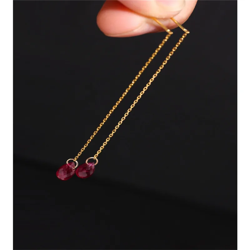 DMBS232 Faceted Ruby Earline Female Gemstones Day Genuine Yellow 18K Gold Long Choi Earrings Gift 
DMBS232 Faceted Ruby Earline Female Gemstones Day Genuine Yellow 18K Gold Long Choi Earrings Gift