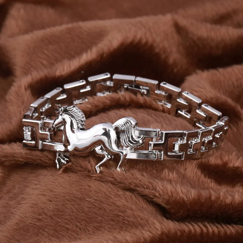 Vintage Silver Plated Color Horse Bracelet Men Bracelets 2020 Hip-Hop Rock Best Friends Jewelry Pulseiras Masculinas 
Vintage Silver Plated Color Horse Bracelet Men Bracelets 2020 Hip-Hop Rock Best Friends Jewelry Pulseiras Masculinas