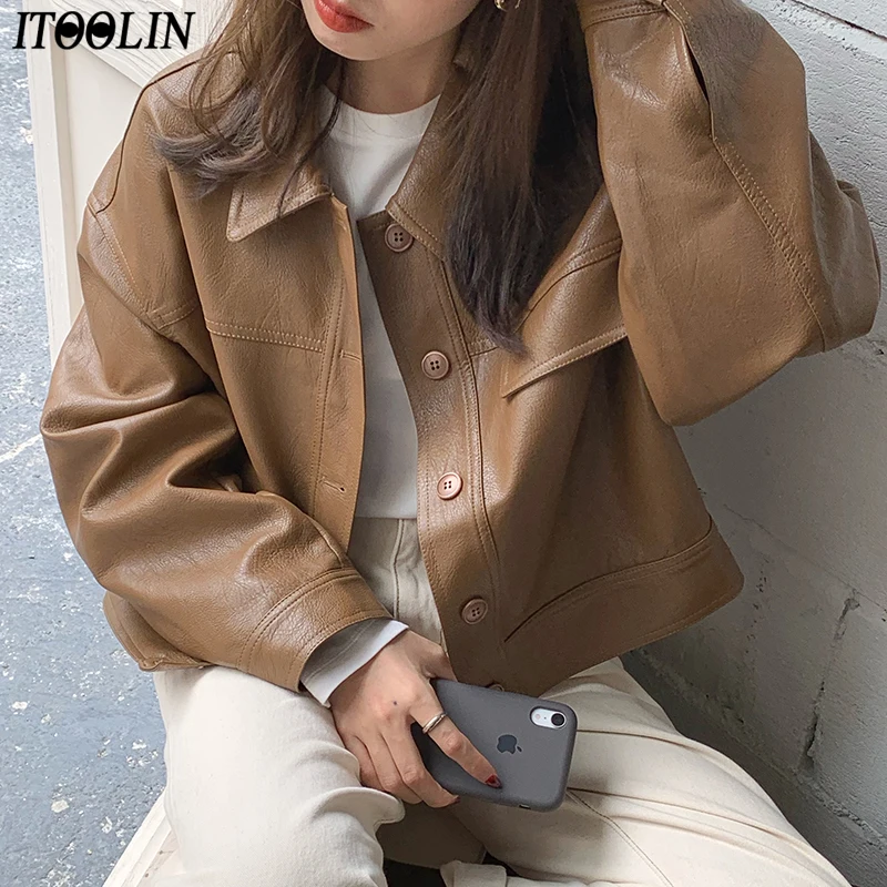 ITOOLIN 2021 Chic Turn Down Collar PU Coat Women Oversized Loose MotoBike BF Vintage Woman Female Pu Leather Jacket Black
ITOOLIN 2021 Chic Turn Down Collar PU Coat Women Oversized Loose MotoBike BF Vintage Woman Female Pu Leather Jacket Black