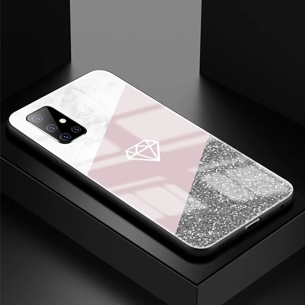 Rose Gold Pink Glitter Tempered Glass Phone Case for Samsung A51 A50 A72 A71 A70 A91 A40 A31 A21s A10 Fundas Back Cover Coque
Rose Gold Pink Glitter Tempered Glass Phone Case for Samsung A51 A50 A72 A71 A70 A91 A40 A31 A21s A10 Fundas Back Cover Coque