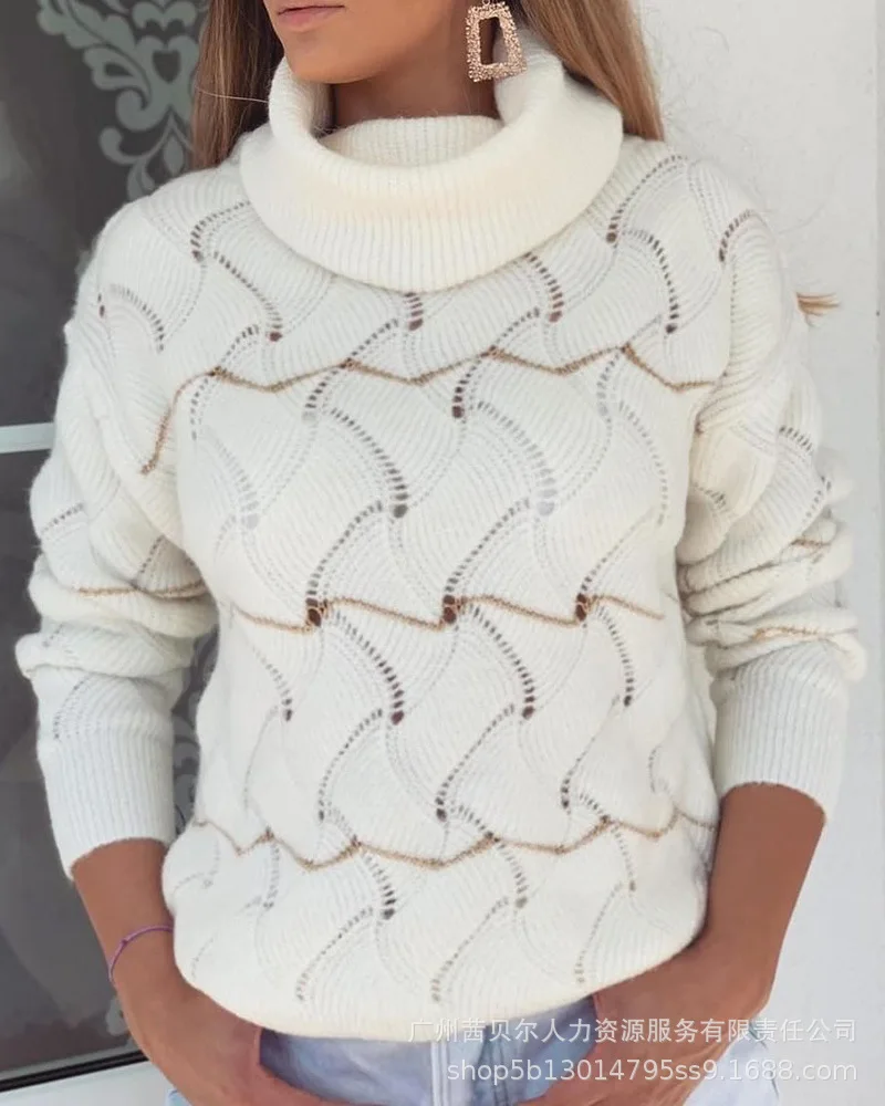 2021 Women's Round Neck Lace Stitching Woolen Top Sweater Women Womens Winter Sweaters 
2021 Women's Round Neck Lace Stitching Woolen Top Sweater Women Womens Winter Sweaters