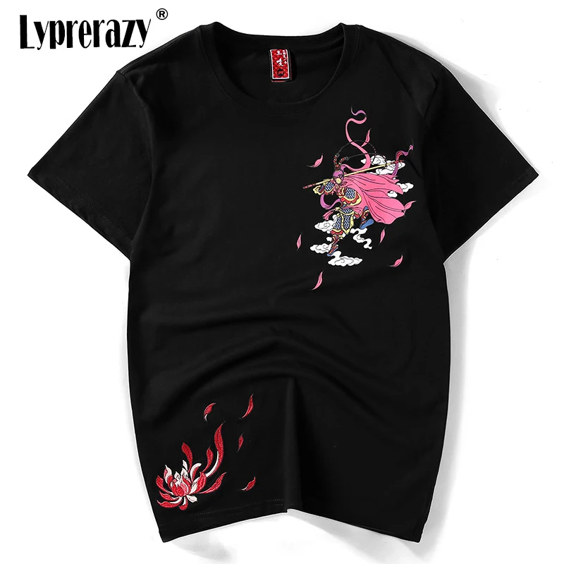 Lyprerazy хлопковая футболка с короткими рукавами и вышивкой свободная повседневная