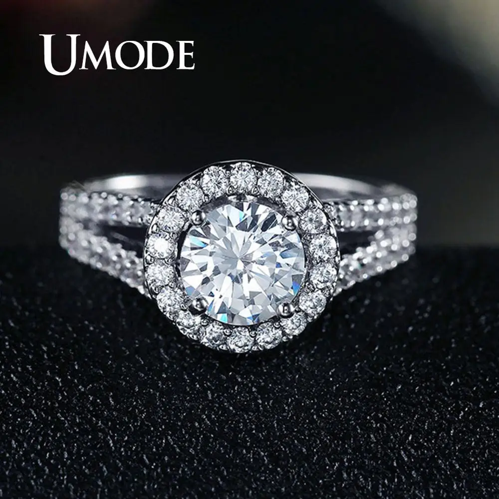 Роскошные круглые обручальные кольца UMODE с фианитами для женщин женские