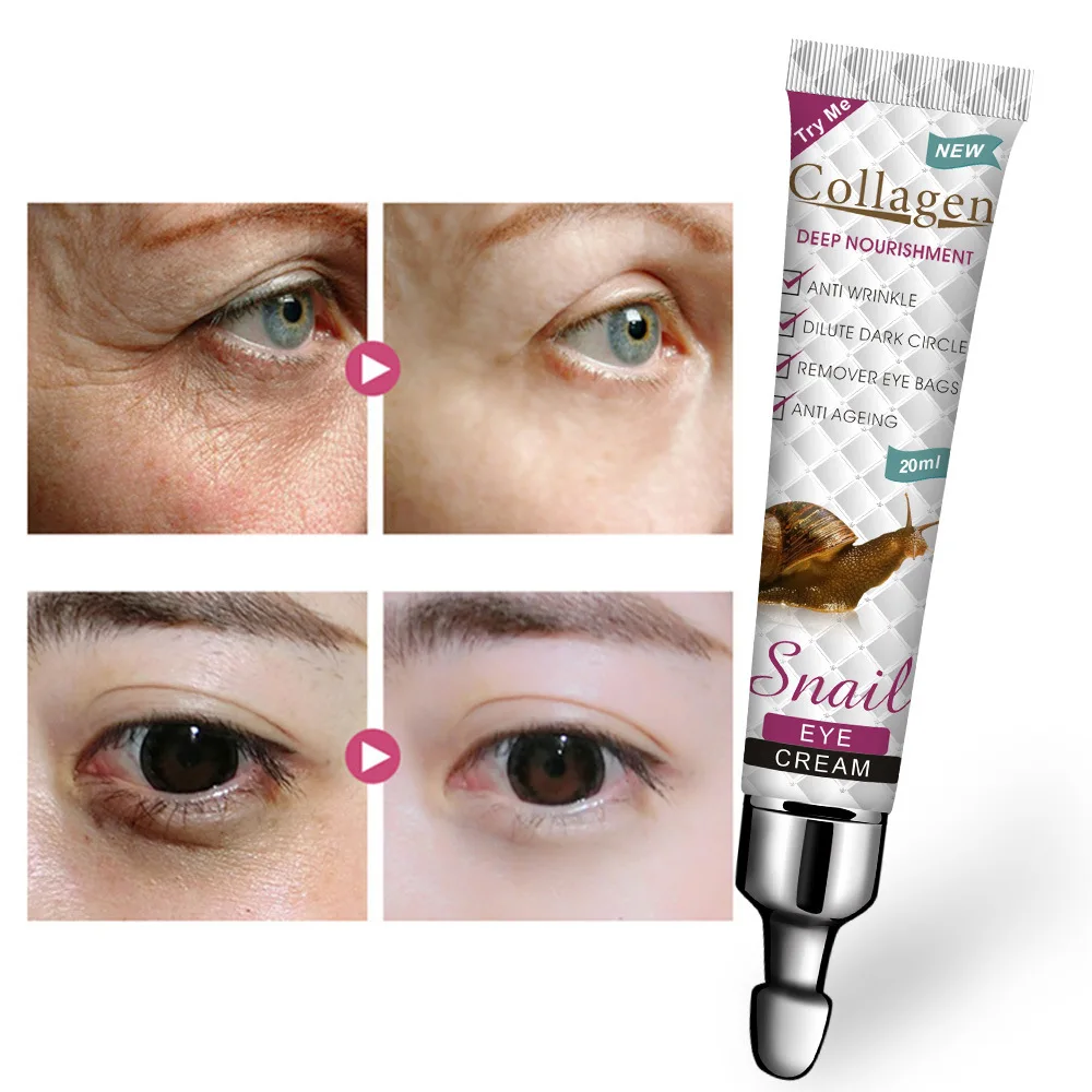 

20ml Collagen Snail Eye Cream Moisturizing Eye Care Diminishes Fine Lines on Eye Circles
